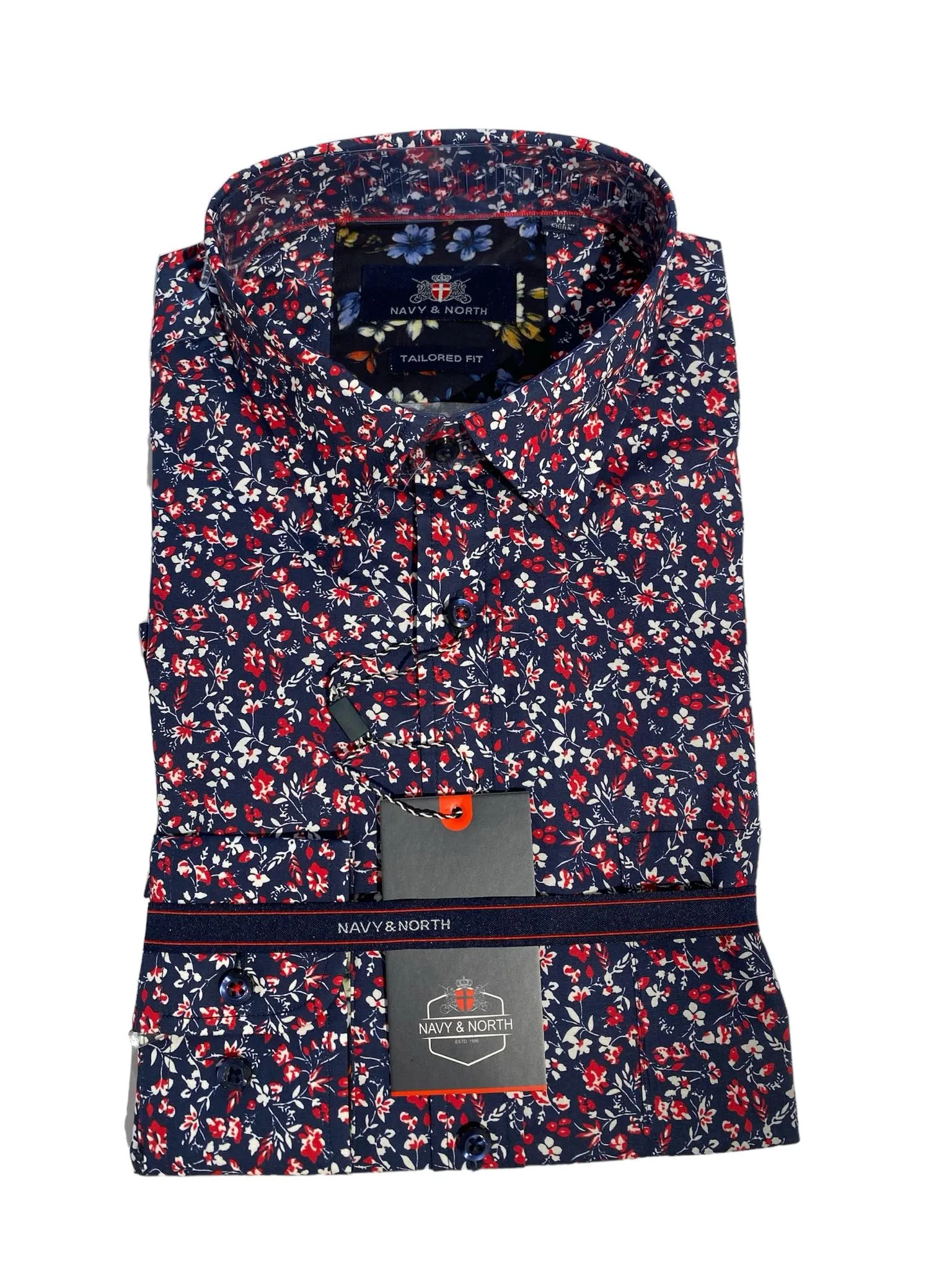 NAVY & NORTH N2476 Long Sleeve Woven Shirt - Navy