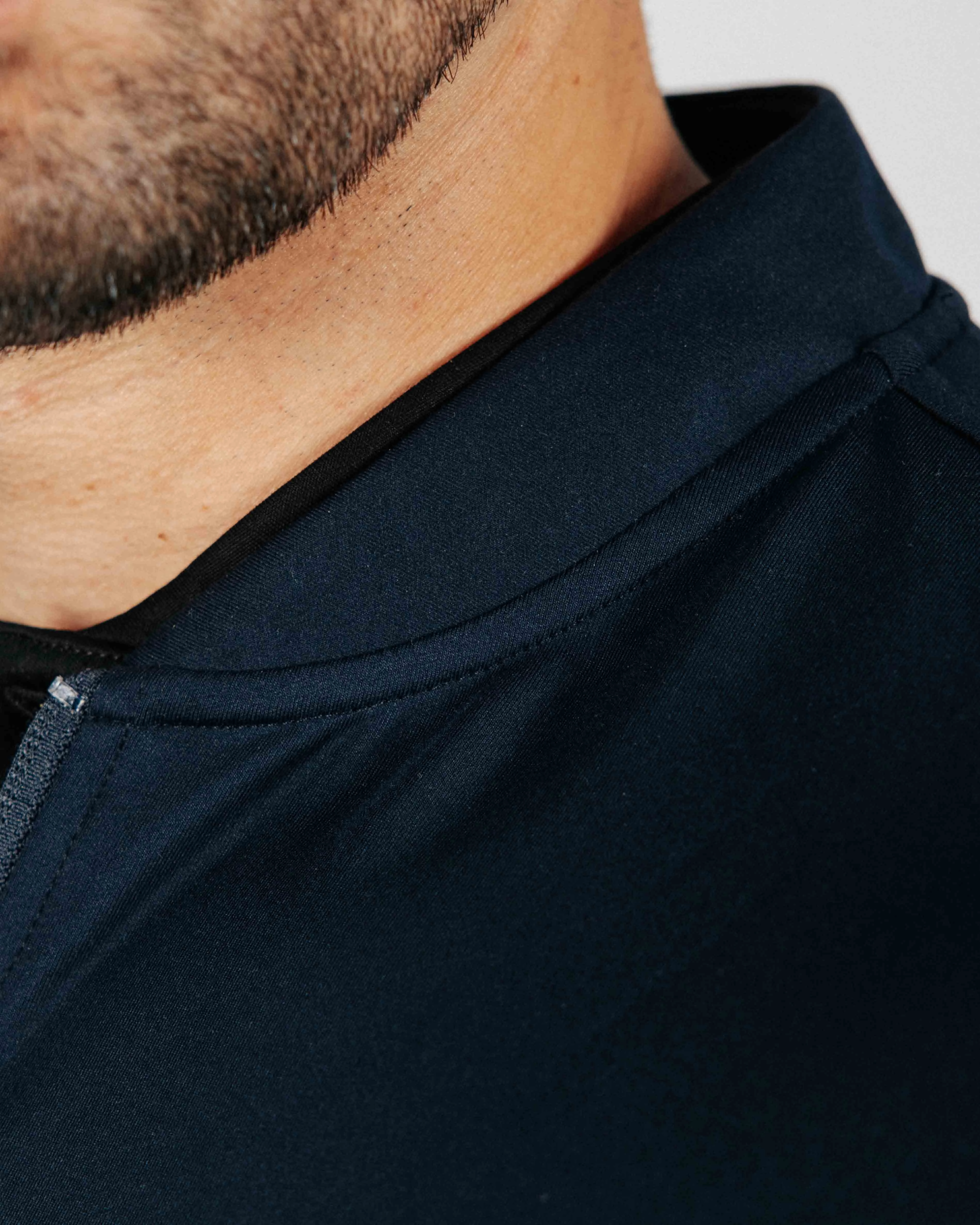 Navy Blade Quarter Zip Formal Blouse