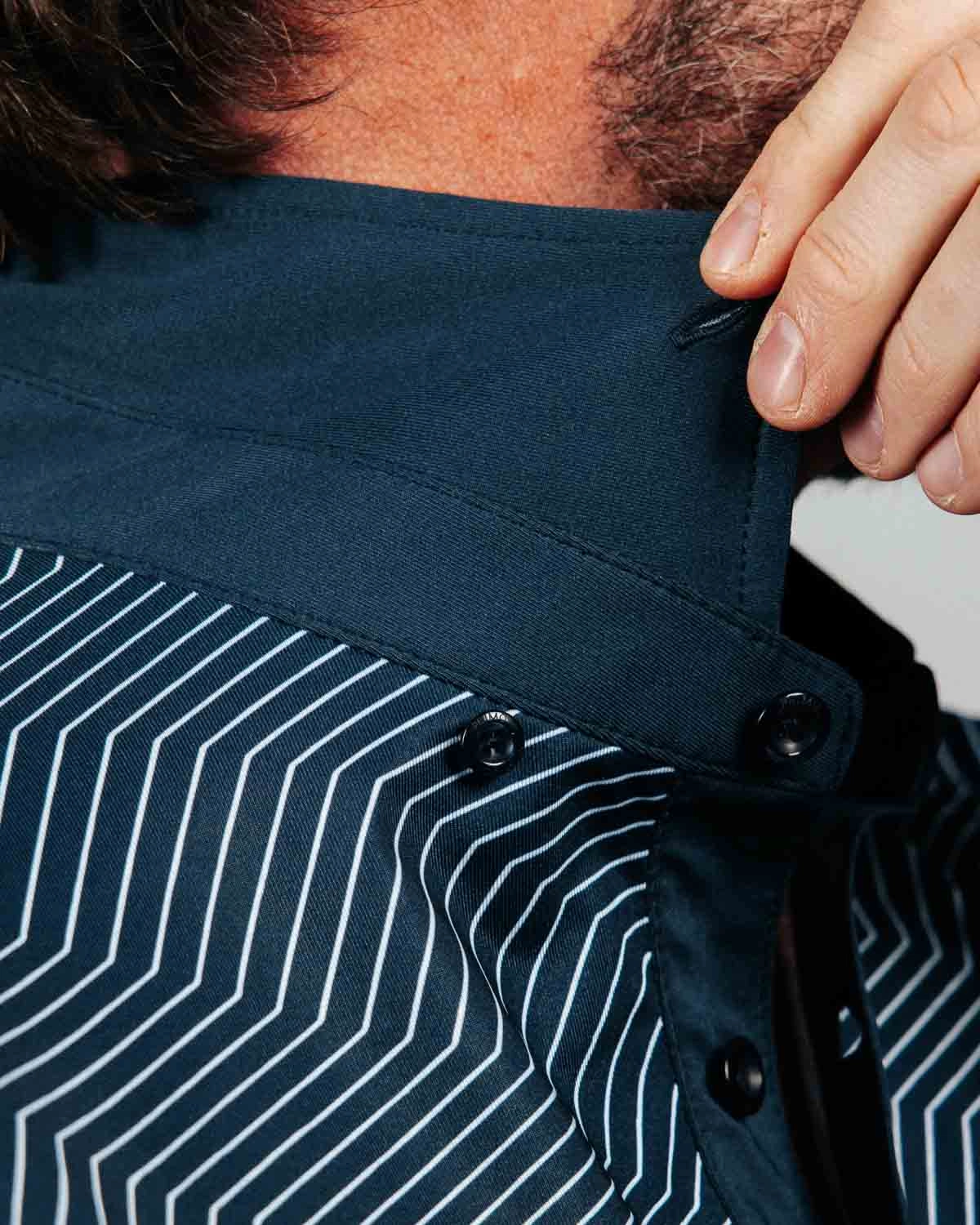 Navy Chevron Classic Polo Stretch Waistband Design