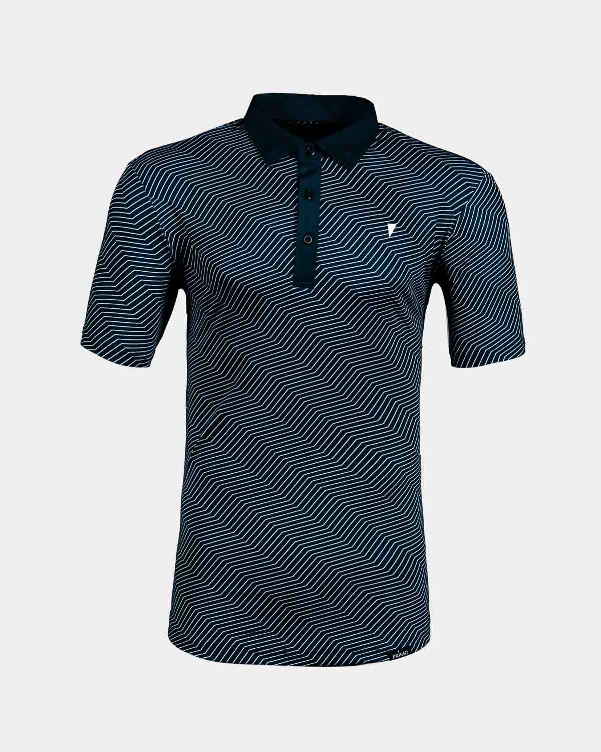 DoubleLayered PreShrunk Fabric Navy Chevron Classic Polo