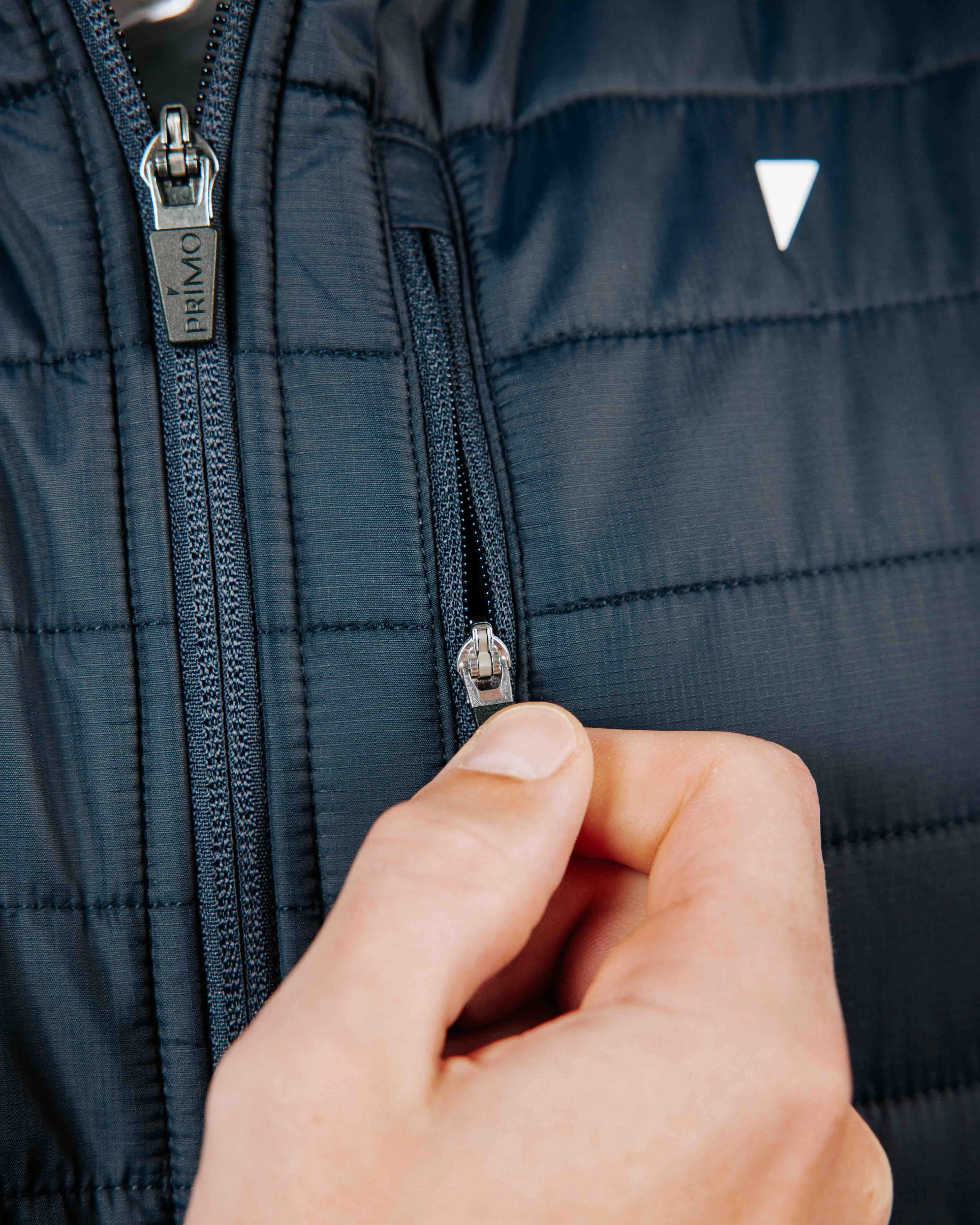 Navy Hybrid Jacket Taped Seam Construction Softshell Technology