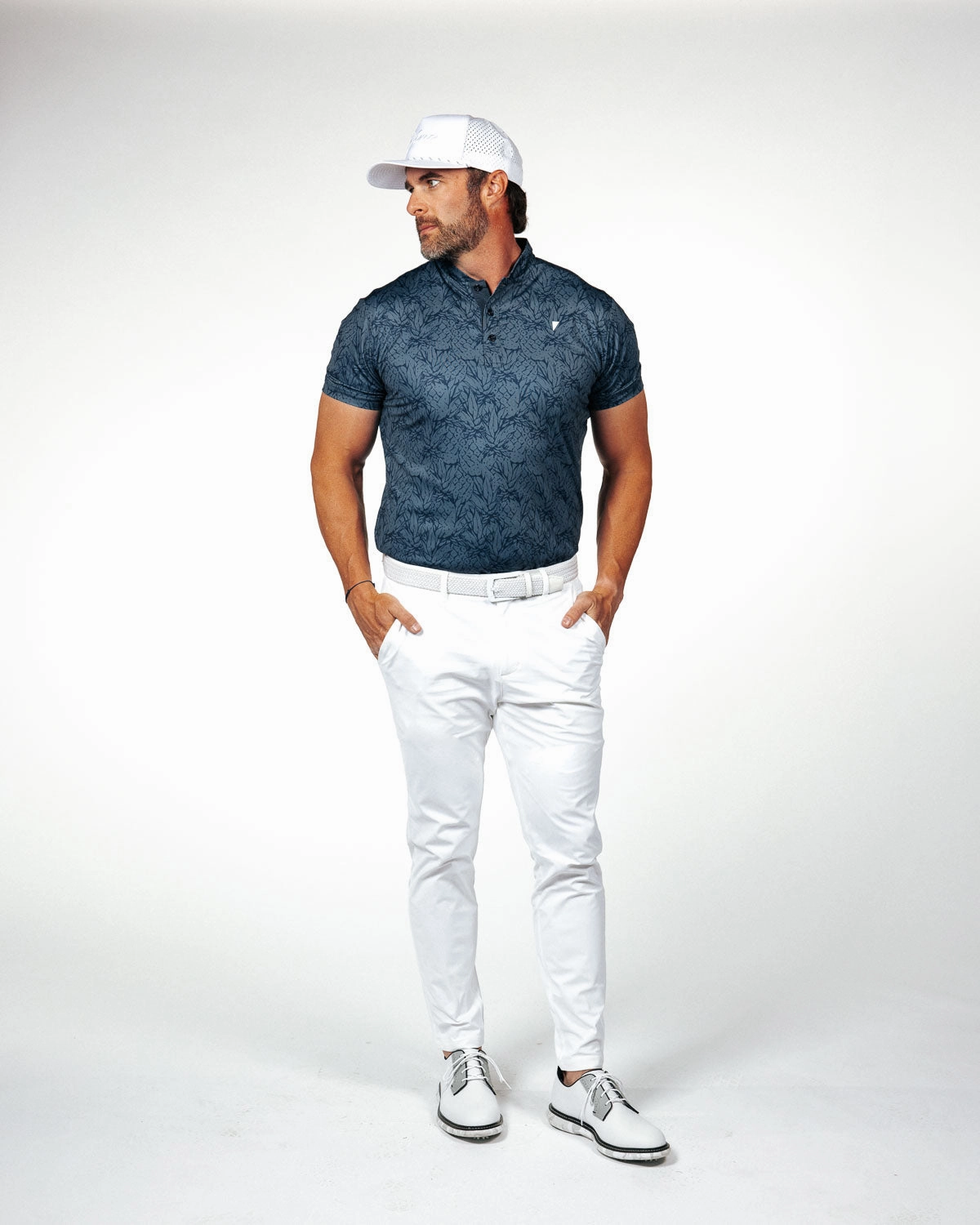 AntiBacterial Coating Navy Pineapple Blade Polo