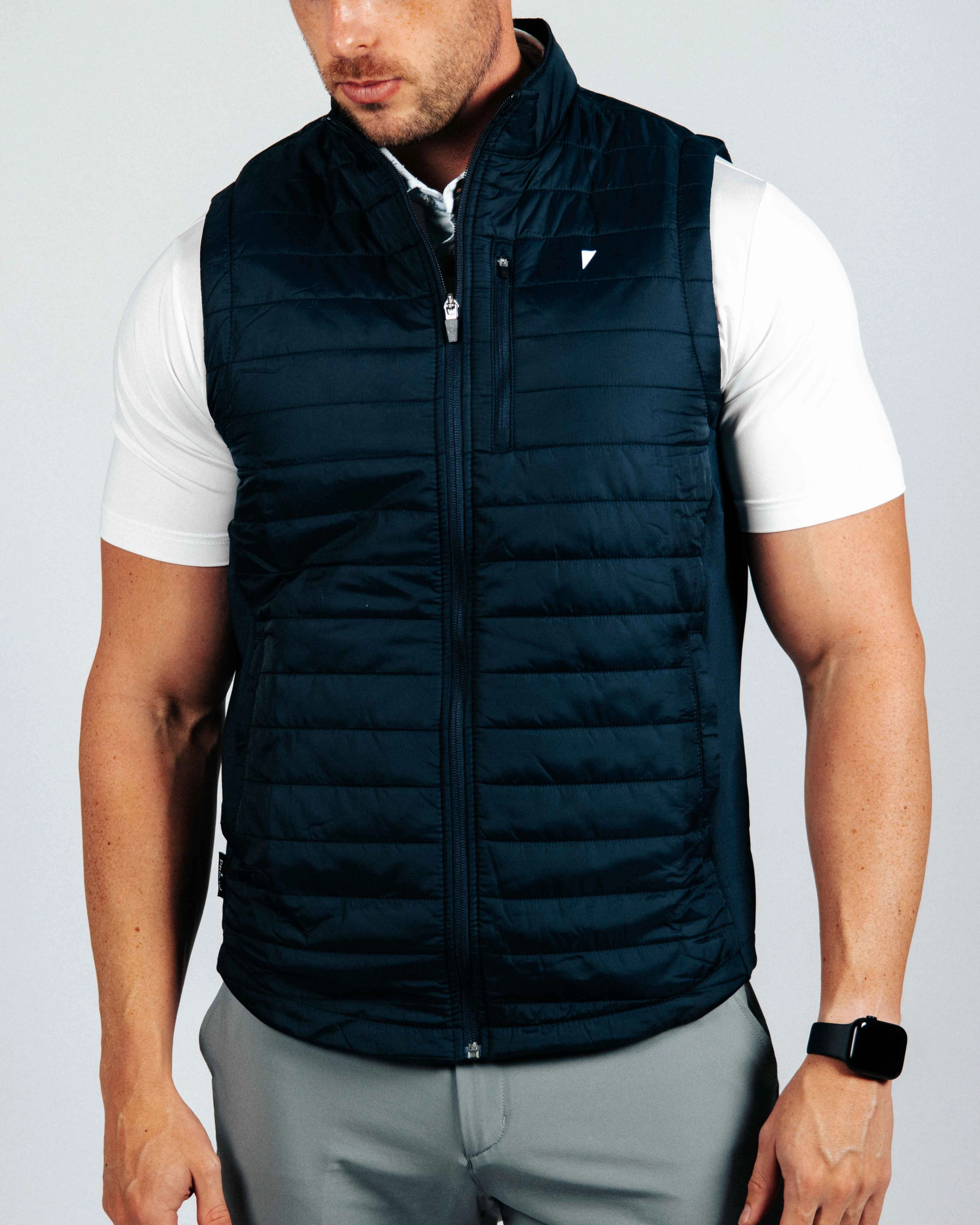 Navy Puff Vest BondedZipperGuards Anti Static Inner Layer
