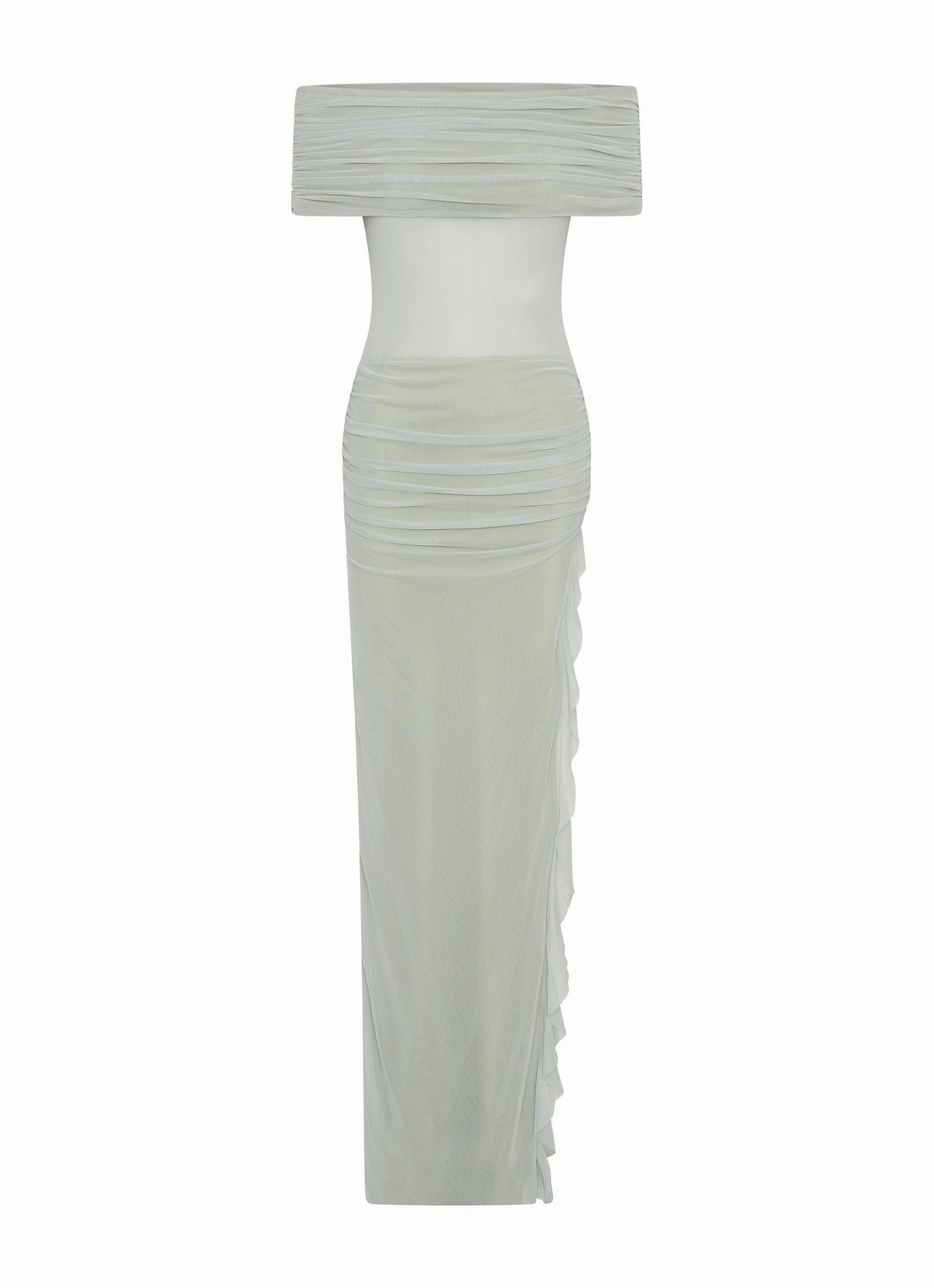 Nelly Off Shoulder Maxi Dress - Pistachio Art Soul Air Beauty