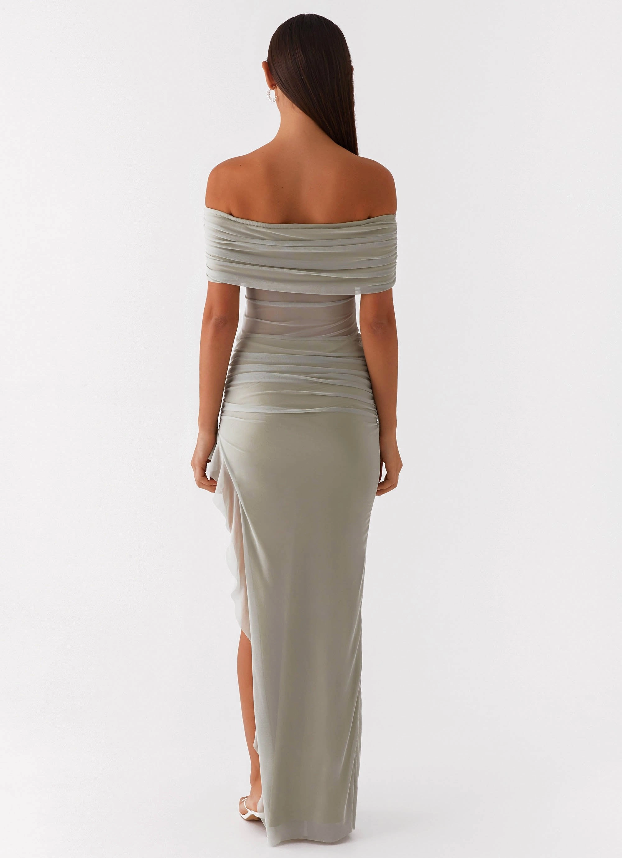 Nelly Off Shoulder Maxi Dress - Pistachio MoldResistantTexture