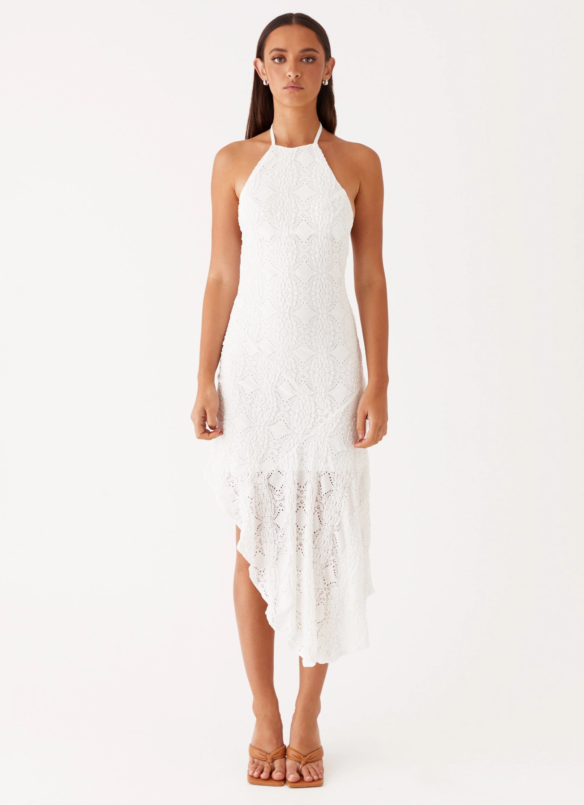 Sondela Maxi Dress - White Elegant knee-length dress Silky Surface