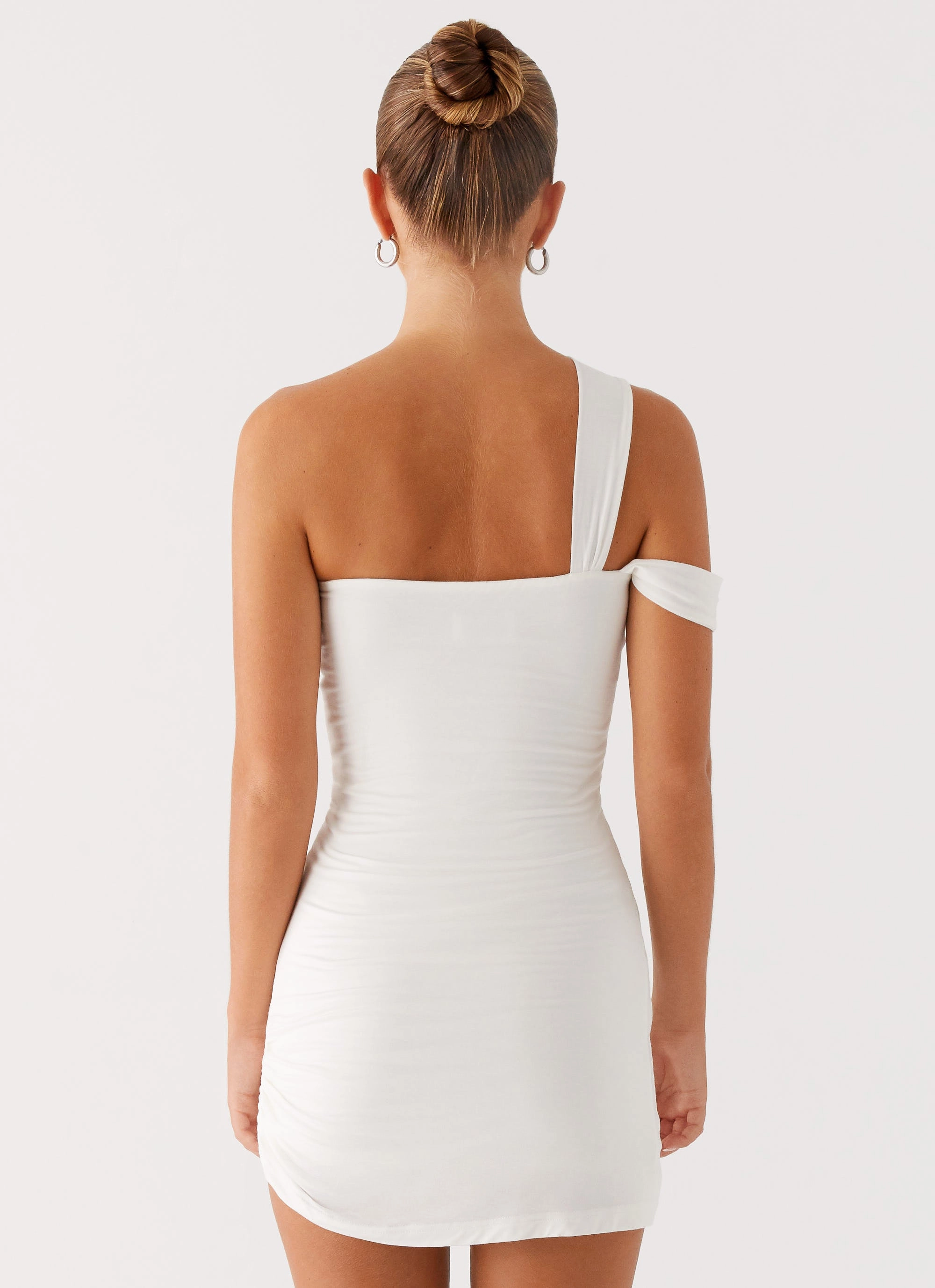 Lena Ruched Mini Dress - Ivory Layered Fit Fashion Essential