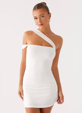 Lena Ruched Mini Dress - Ivory Sheer Layer