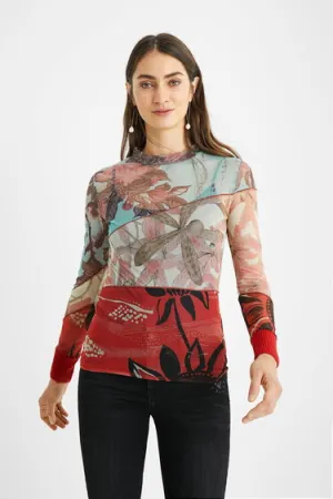 Nebraska Long Sleeved Sheer over Vest Top Desigual Style 20WWTKAI