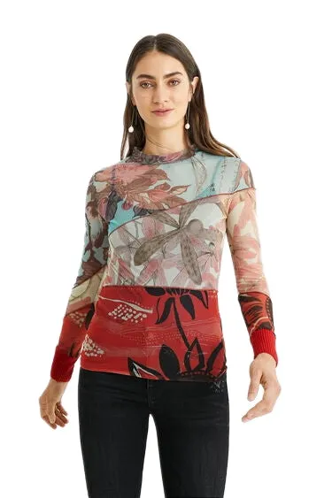 Nebraska Long Sleeved Sheer over Vest Top Desigual Style 20WWTKAI