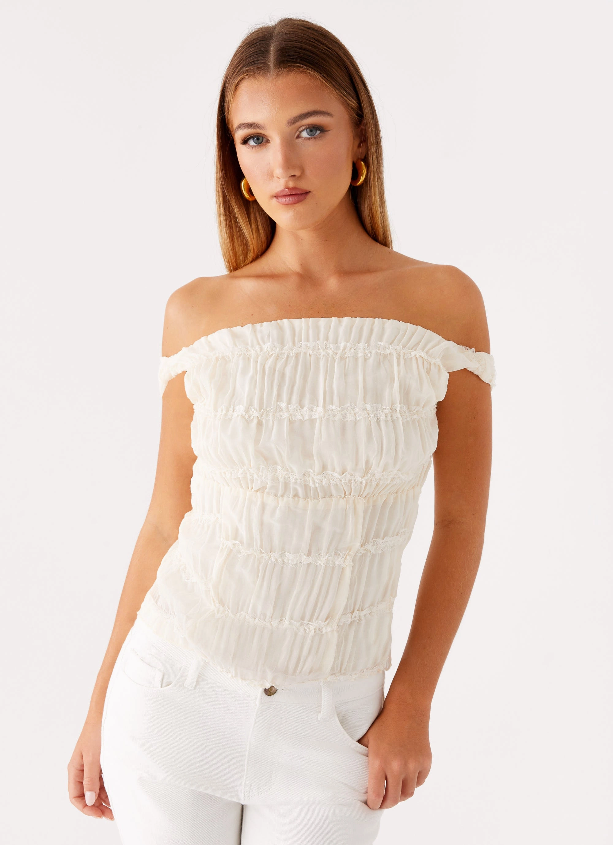 Breathable Underarm Gussets Nebula Top - Ivory