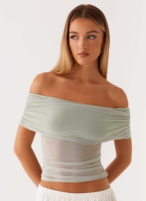 LightweightLayeringSystem Nelly Off Shoulder Top - Pistachio
