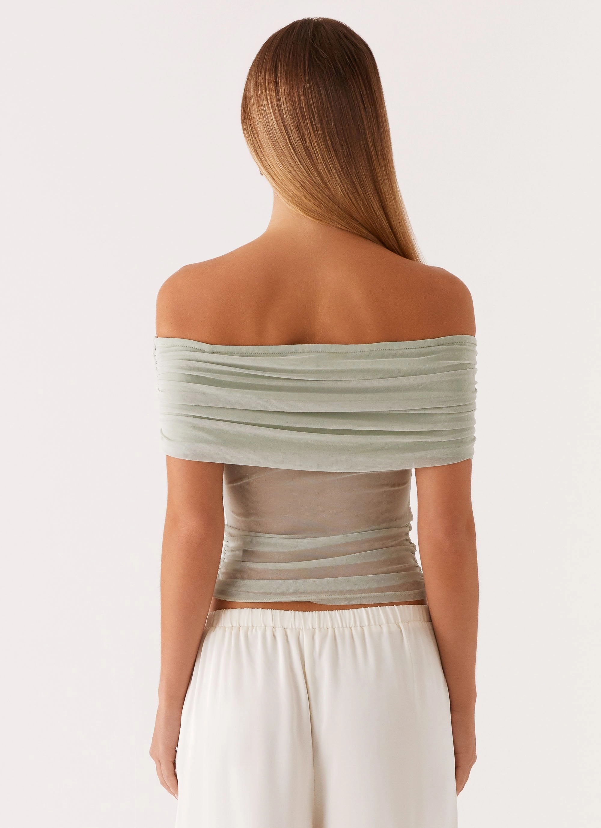 Antistatic Nelly Off Shoulder Top - Pistachio