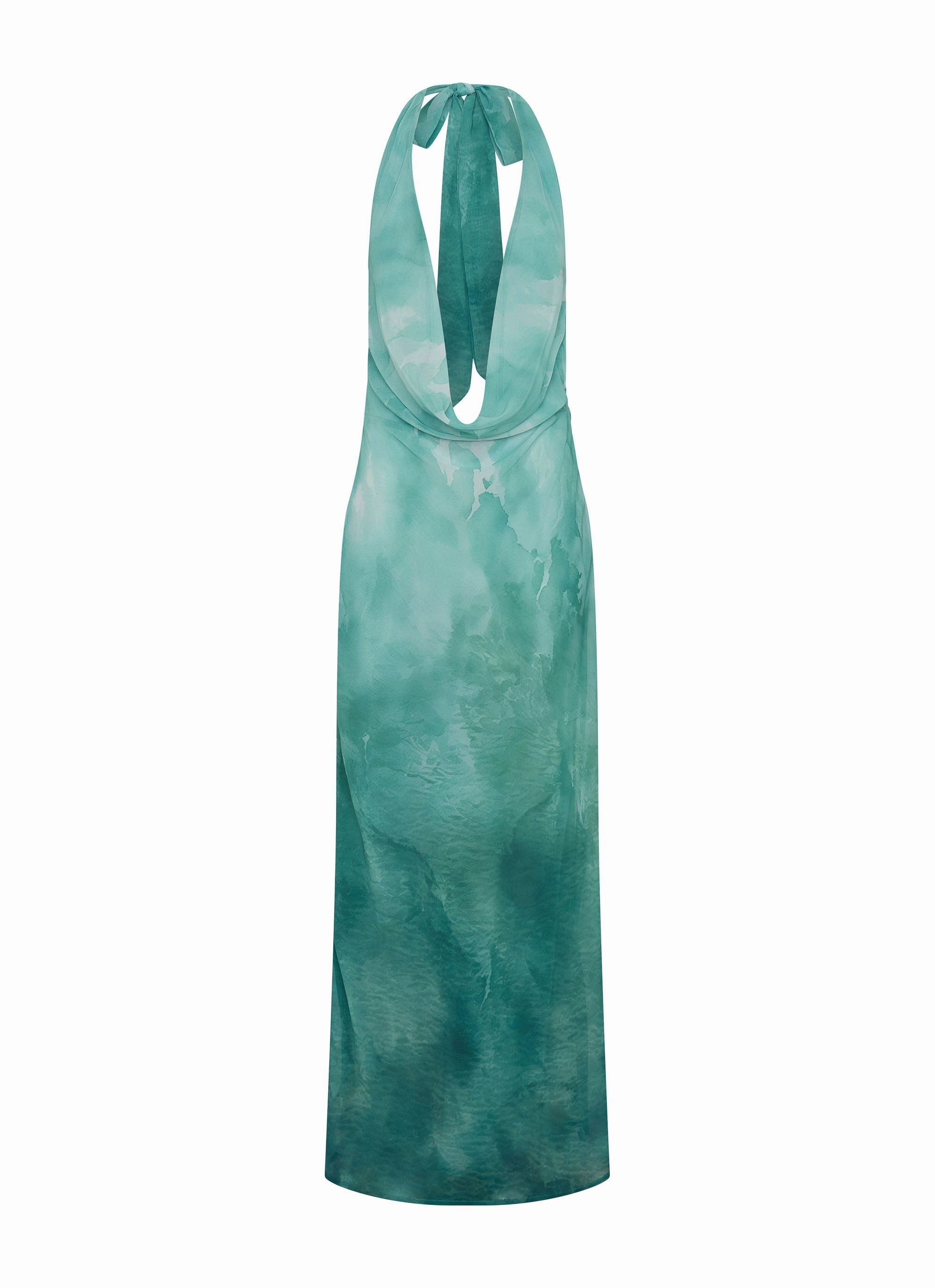 Nerissa Cowl Neck Maxi Dress - Green Tie Dye Free Step
