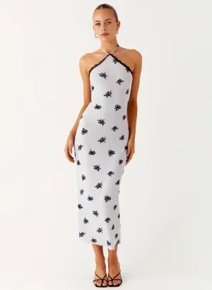 Pure Fabric Knit Cool Nestel Flock Halter Midi Dress - Lilac