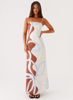 Aster Bloom Maxi Dress - Bloom Wave Print Vibrant color