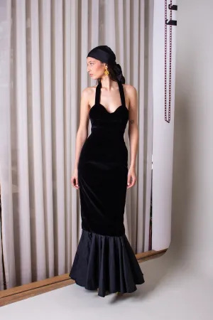 Venezia Velvet Dress Edge Detail Layering Fit