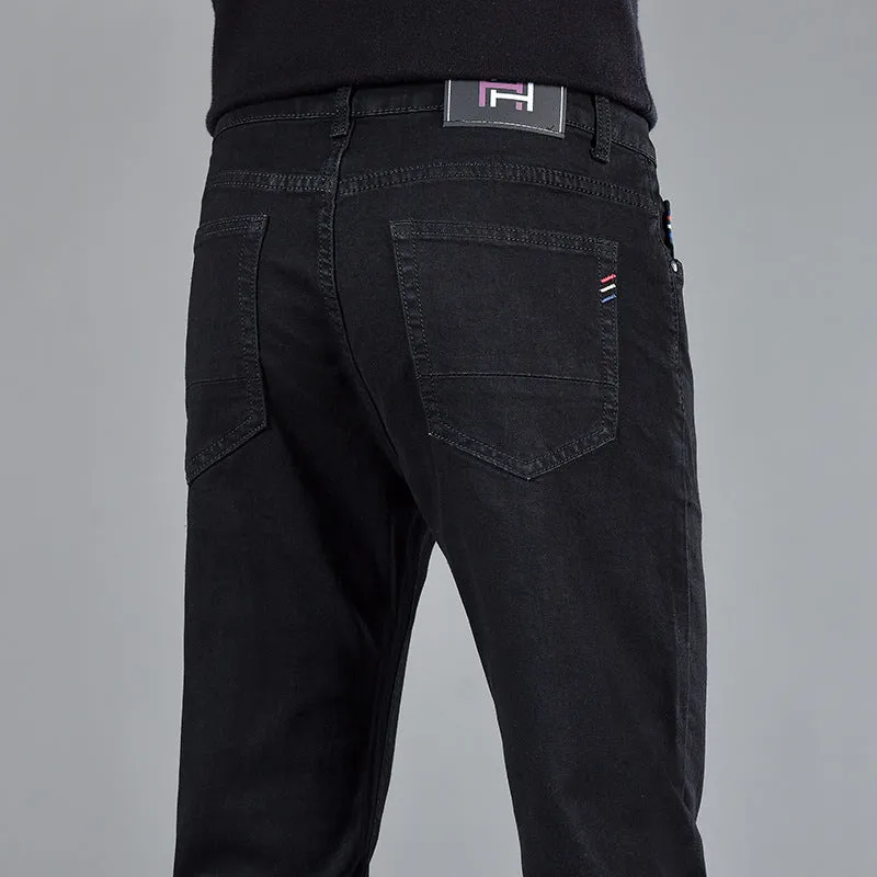 New Slim Fit Youth Casual Straight-leg Cotton Jeans Men