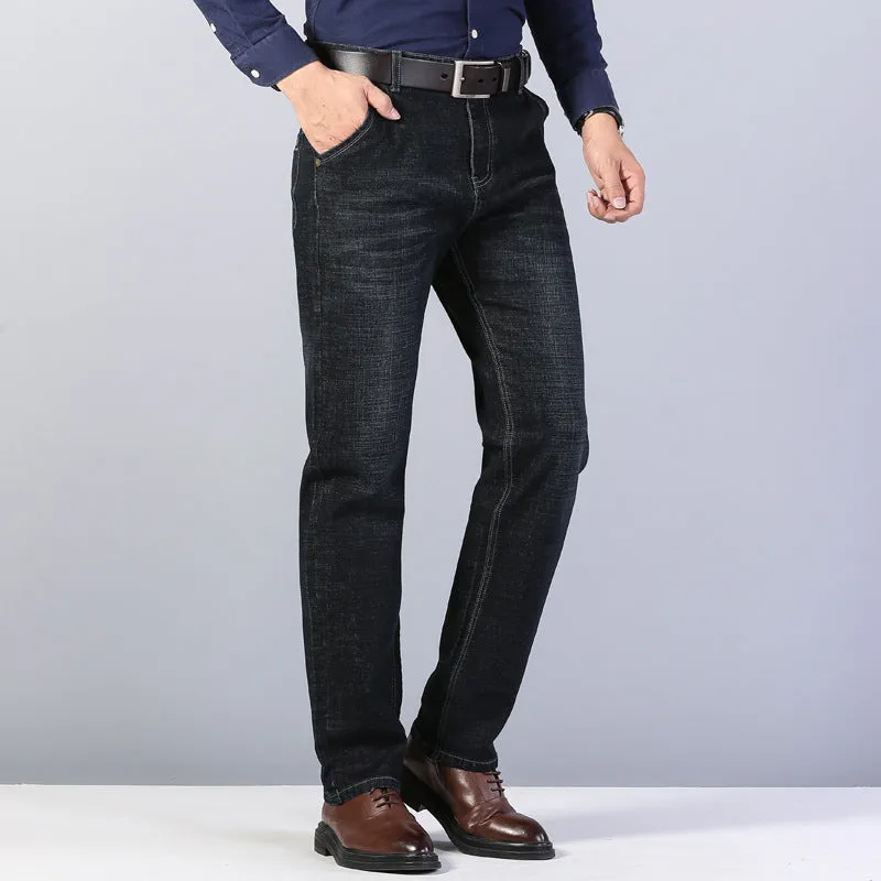 New Style Business Men's Jeans Straight Loose Slim Fit Casual Trousers