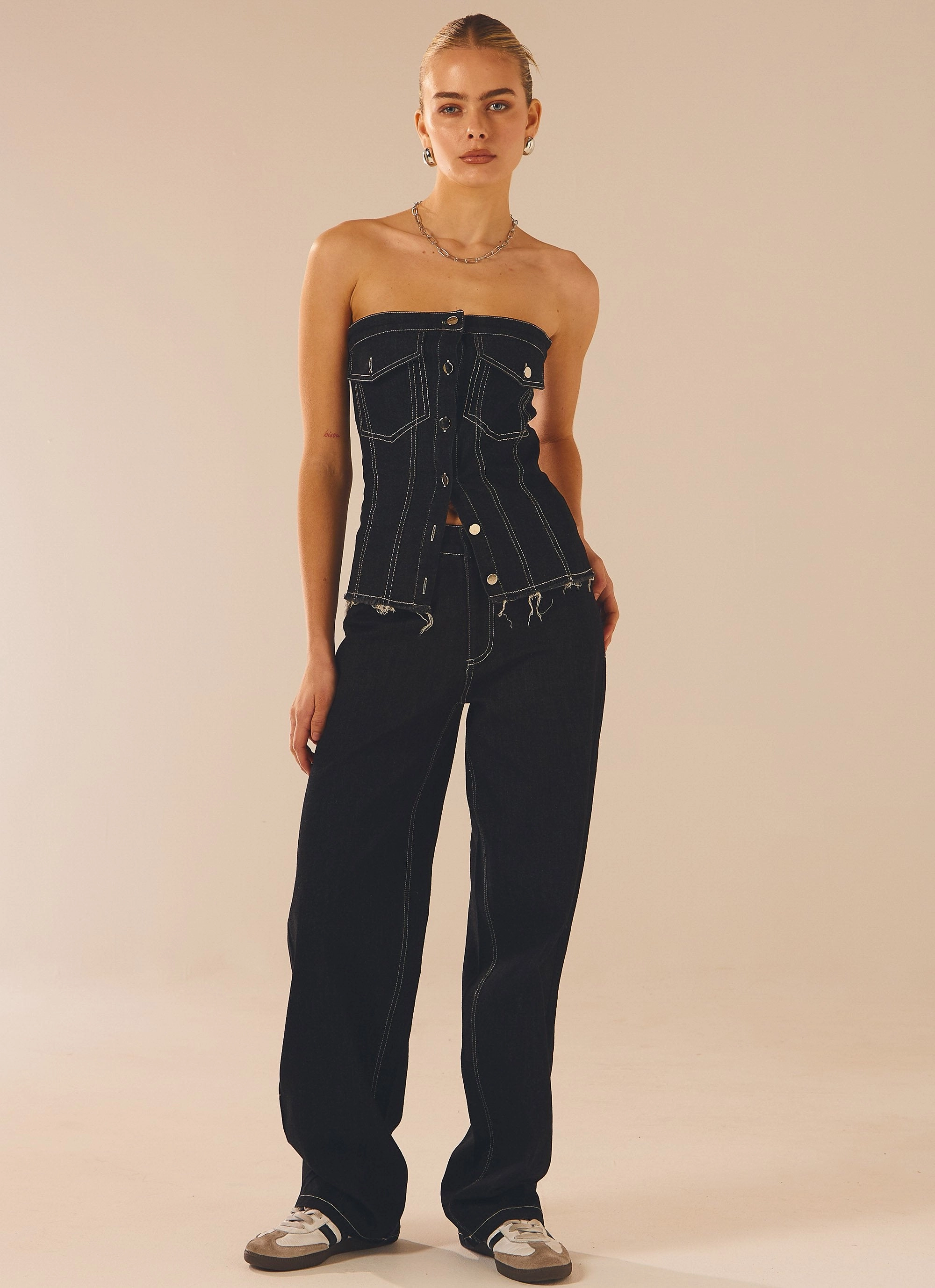 Non Slip Shoulder Seams New York Nights Bustier Top - Indigo