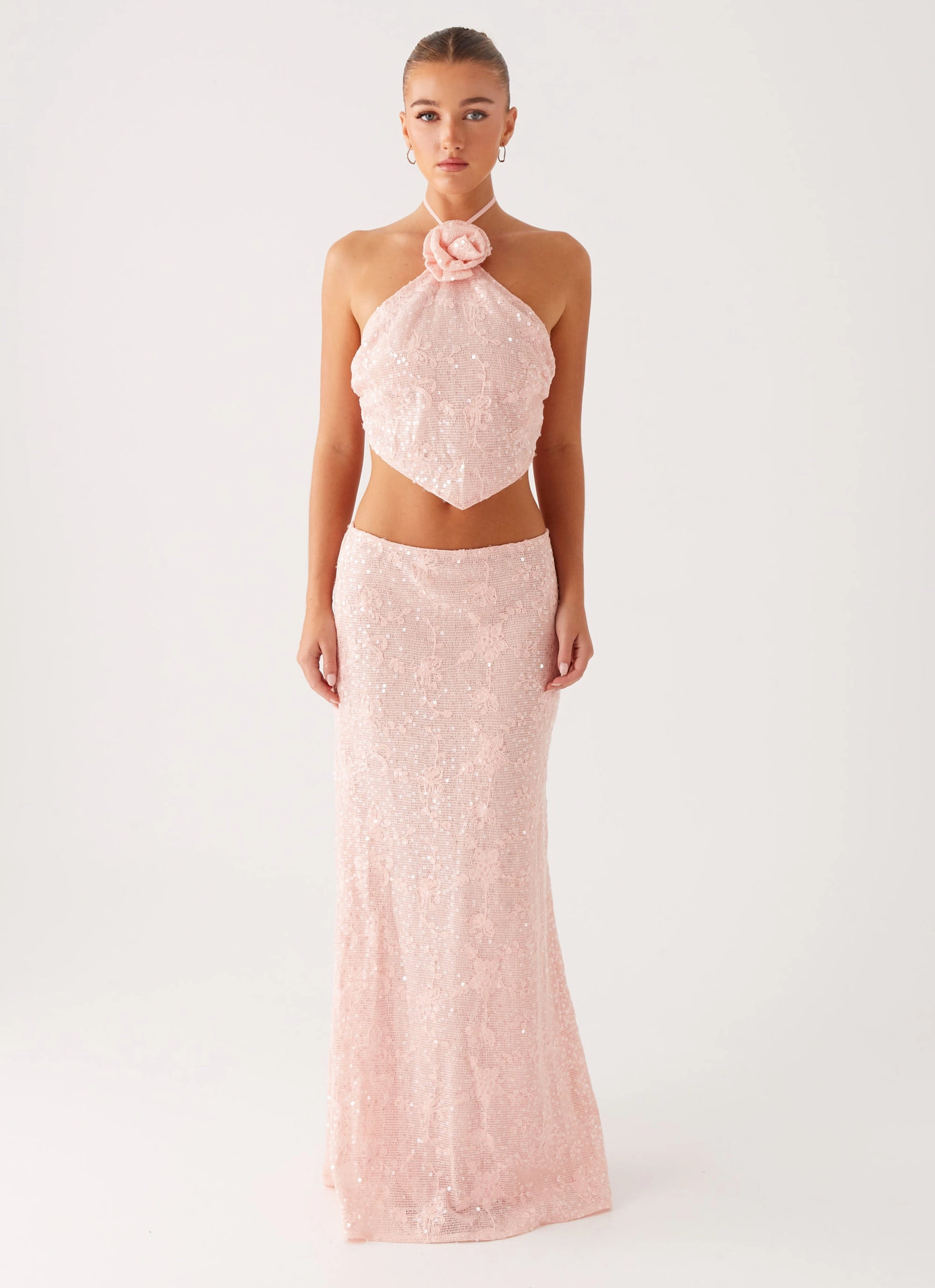 tech fabric Nico Sequin Maxi Skirt - Pink