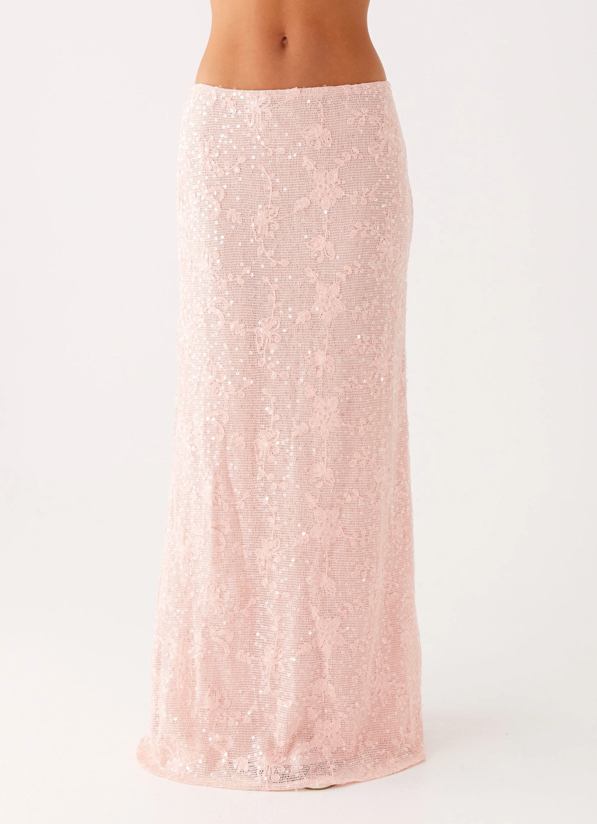 HighRiseWaistband Street Comfort Nico Sequin Maxi Skirt - Pink