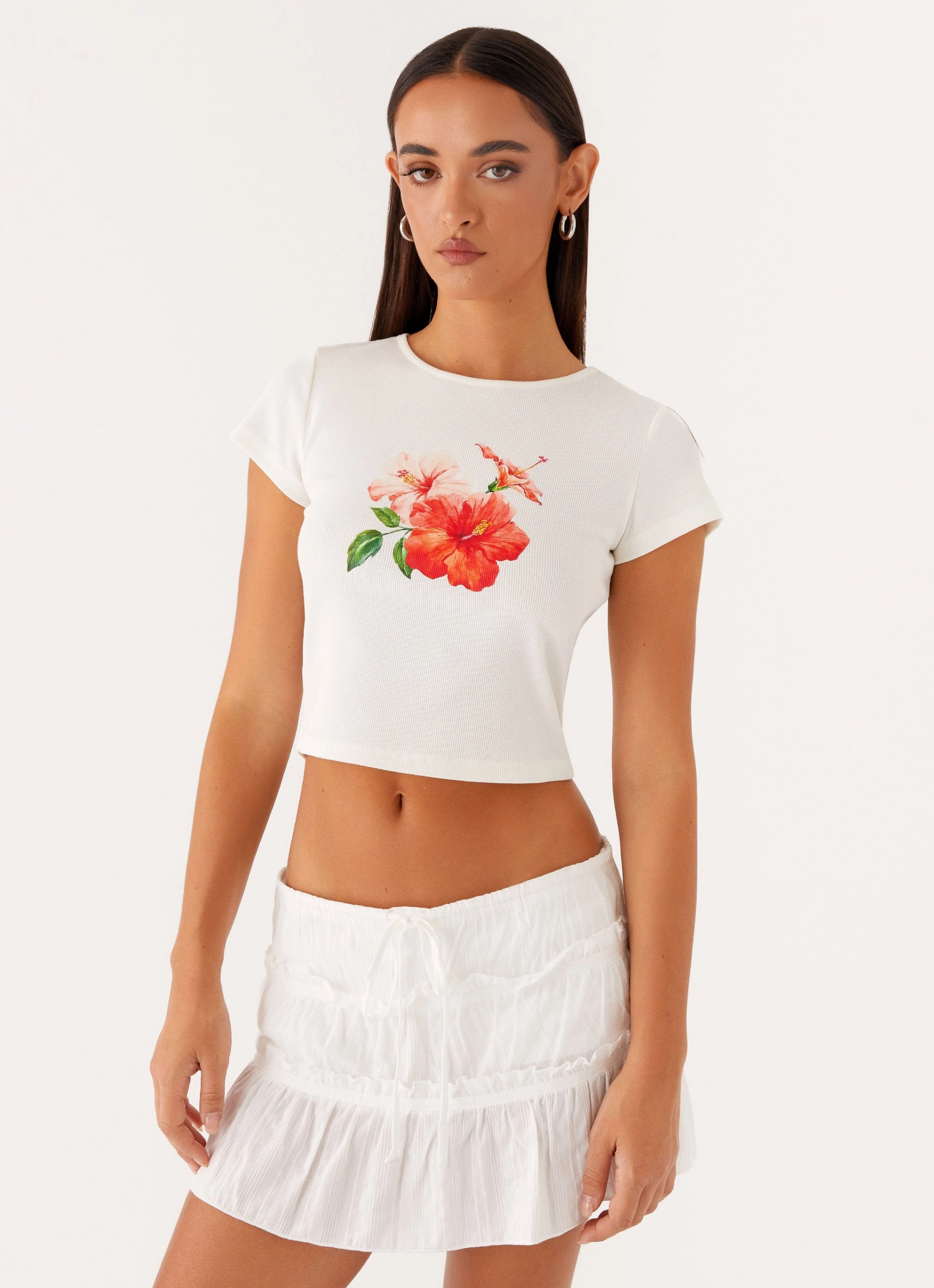 Nicolette Ruched Skort - White Cozy Feel
