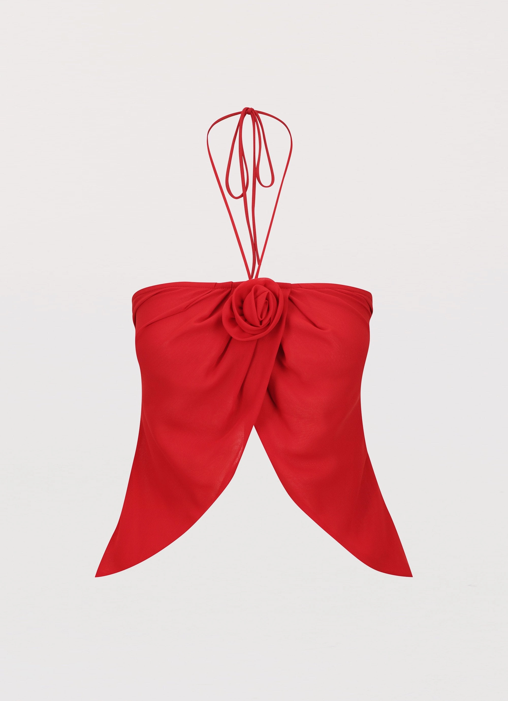 Nightfall Rose Tie Top - Rouge Red VersatileLayering SlimFit