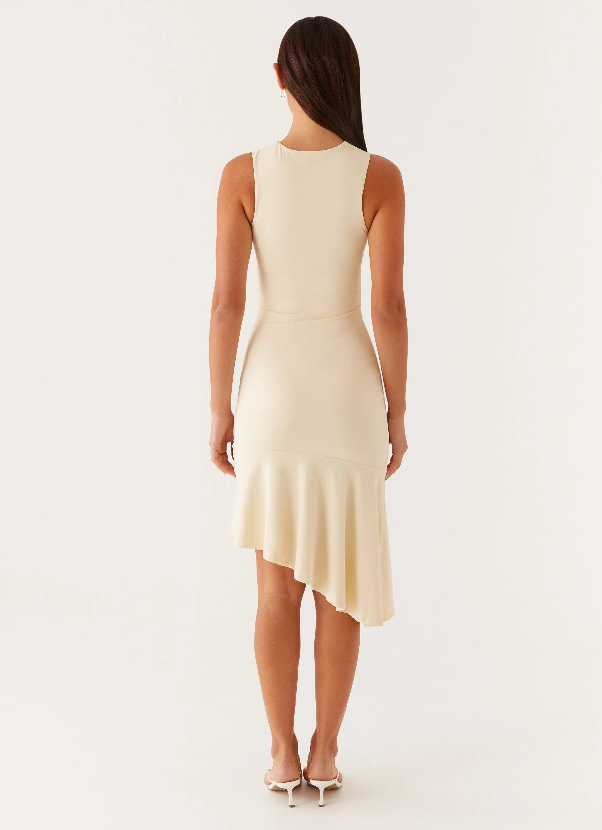 Niya Ruched Midi Dress - Pastel Yellow City Layer