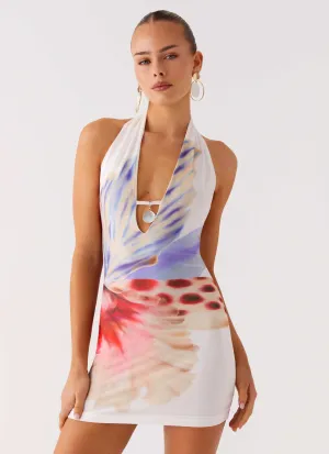 Floor-Length Elegant Fabric No Time Mini Dress - White Sea Bloom