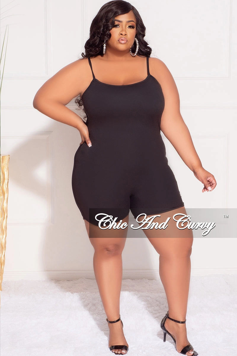 Modern Layer Final Sale Plus Size Spaghetti Strap Romper in Black