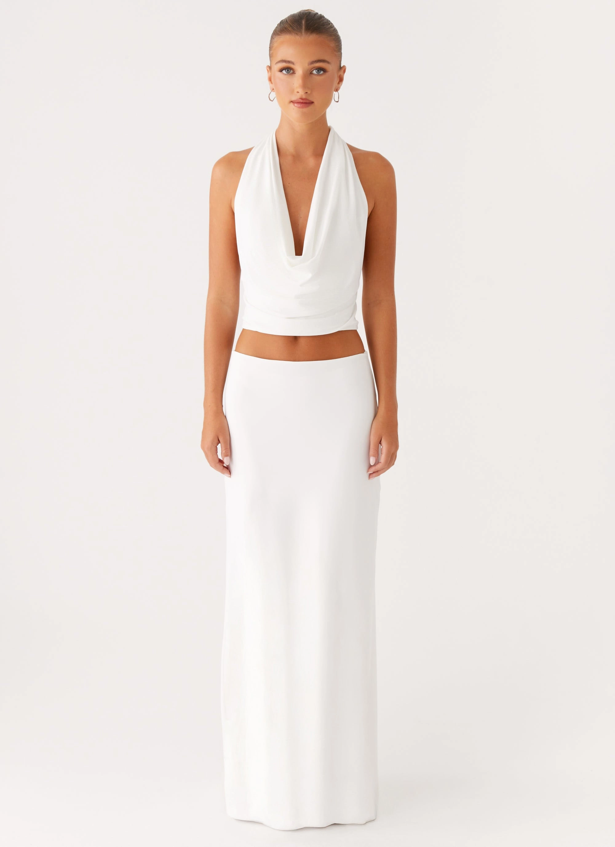 TwillWeave Ashi Cowl Top - White