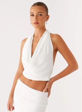QuickDry Performance Ashi Cowl Top - White