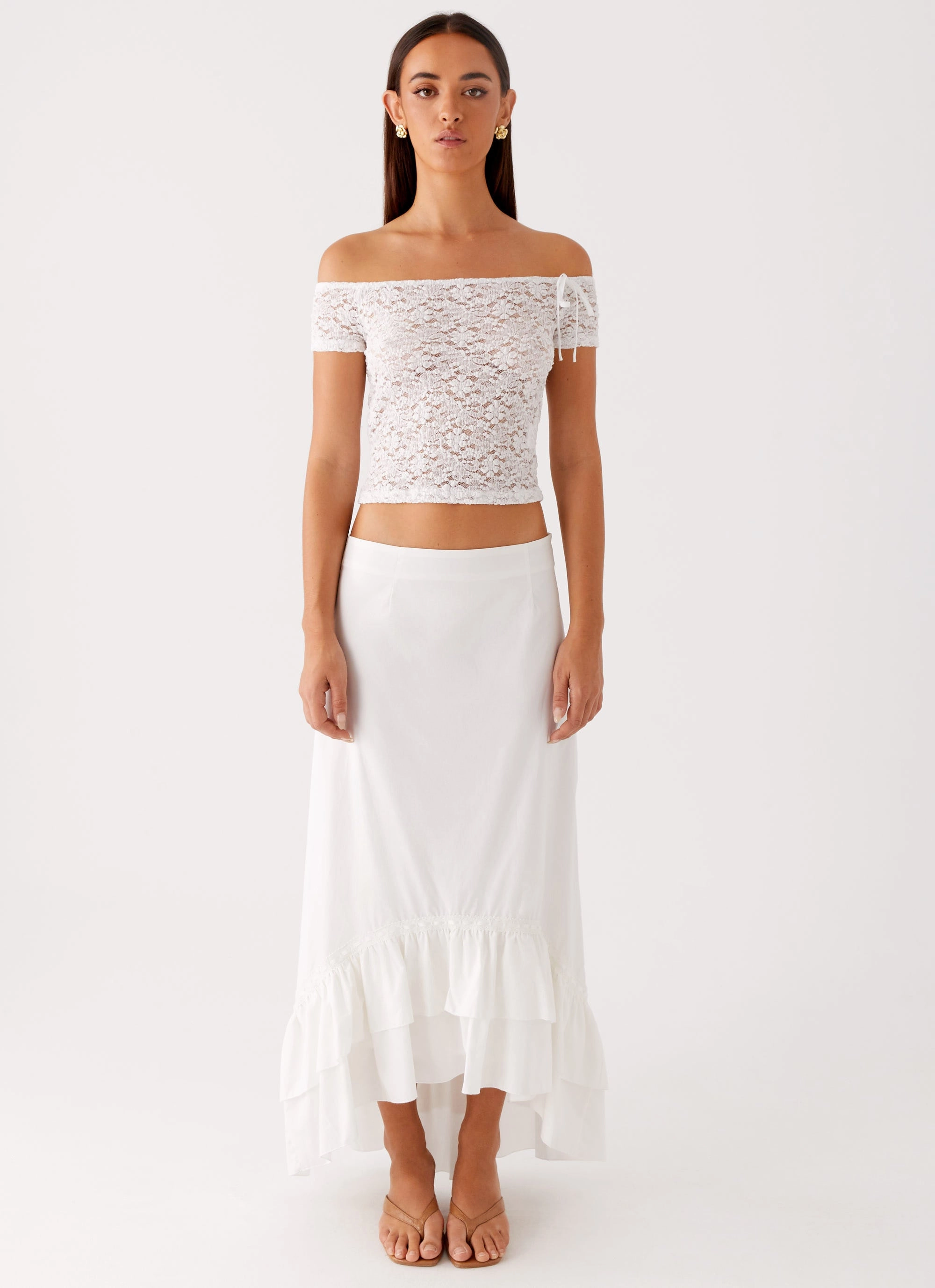 Laser Cut Edges Comfort Control Alessandra Maxi Skirt - White