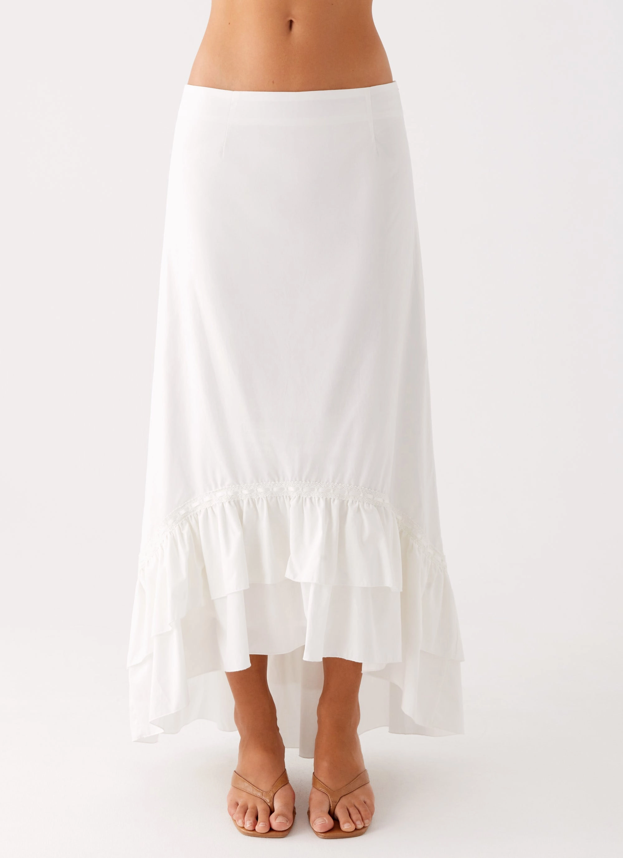 Alessandra Maxi Skirt - White Belt loops