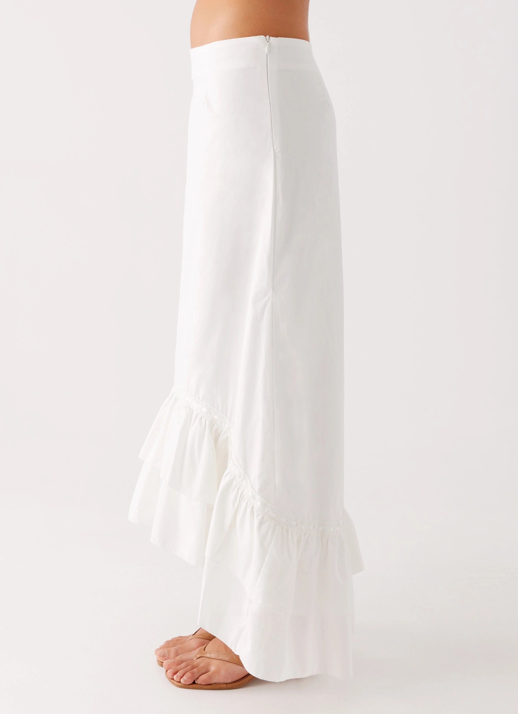 Alessandra Maxi Skirt - White Easy Stretch Breathable mesh lining