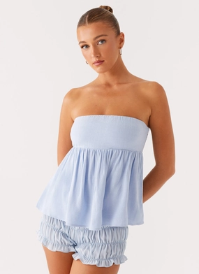Cassie Tube Top - Blue Hydrophobic Surface Treatment AdjustableHemCuffs