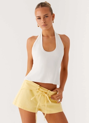 RibbedTexture No Rush Top - White