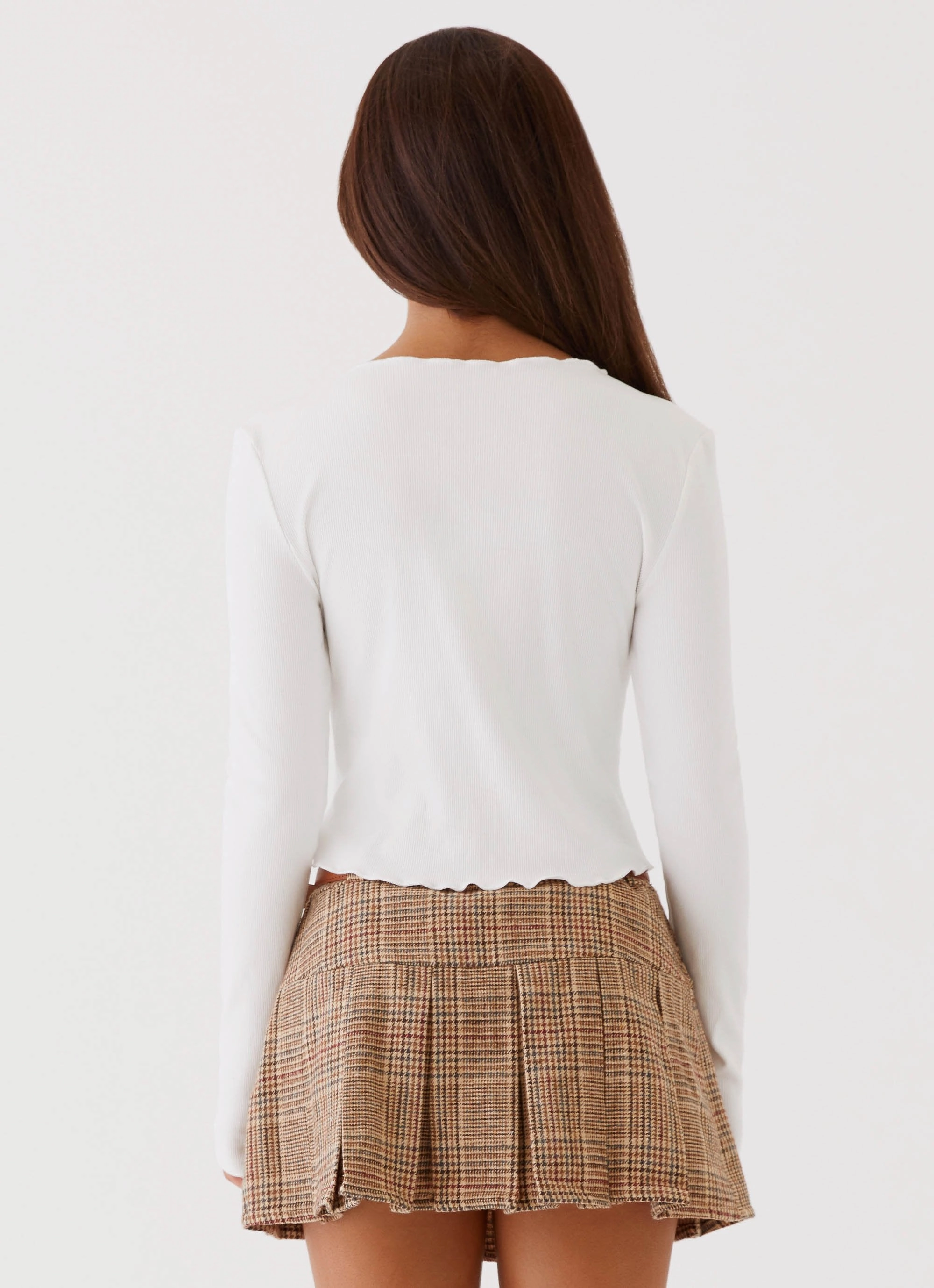 Simone Long Sleeve Bow Top - White OdorResistant Fabric