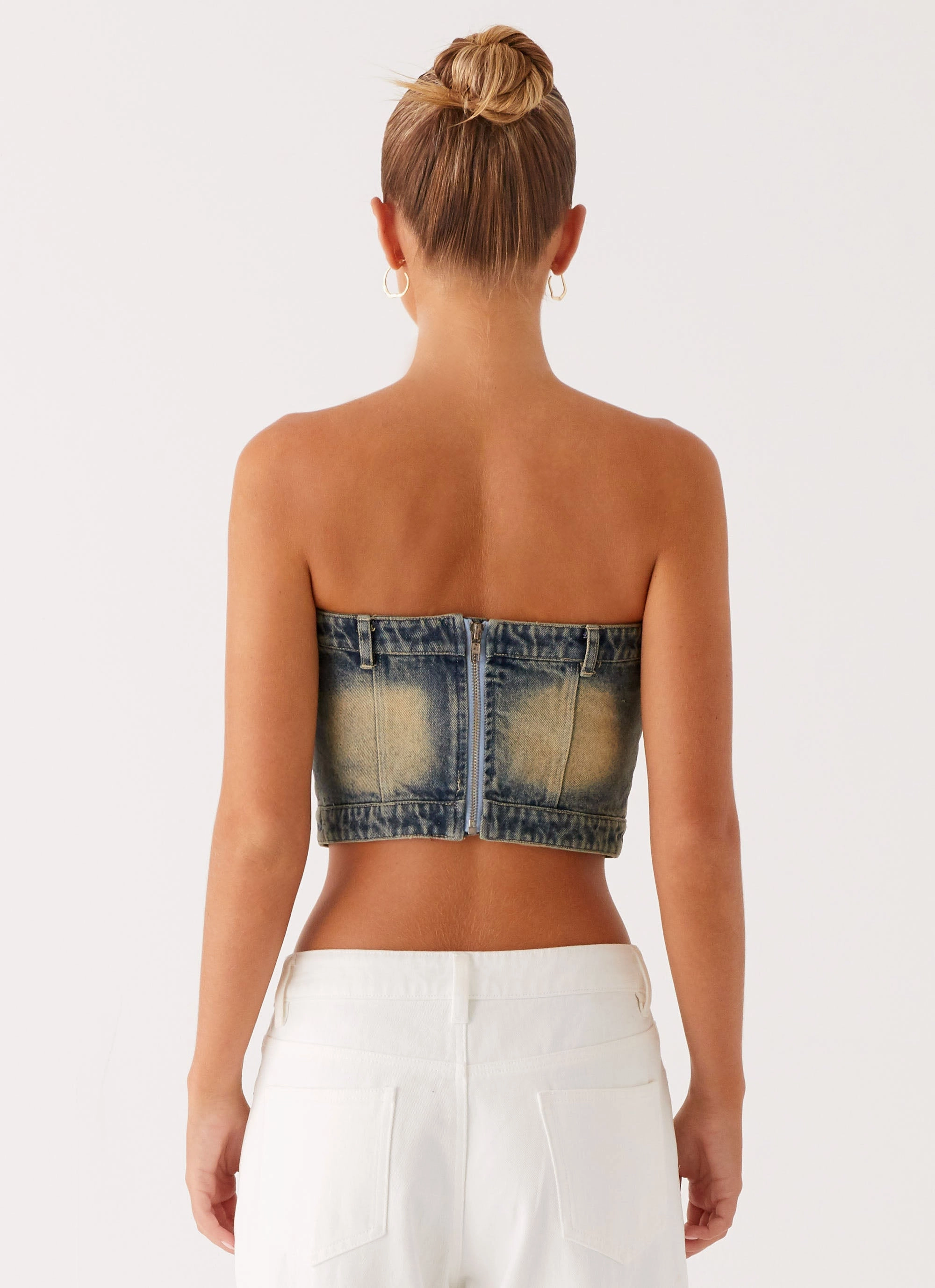 Professional Cut RelaxedSilhouette Not Like Us Denim Top - Vintage