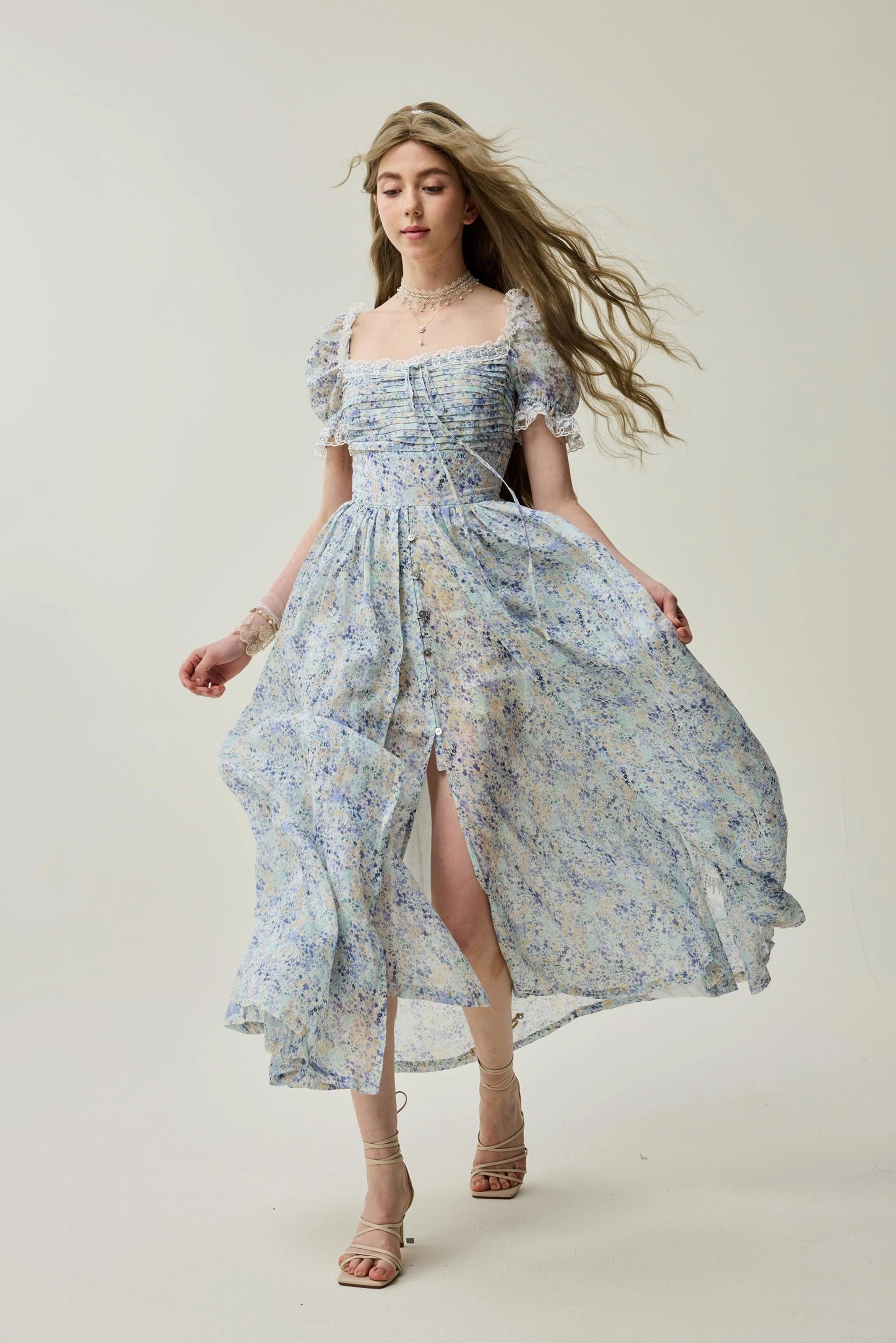 Monet Haze 26 | Fairy layered Linen Dress with pintucks Layering Comfort