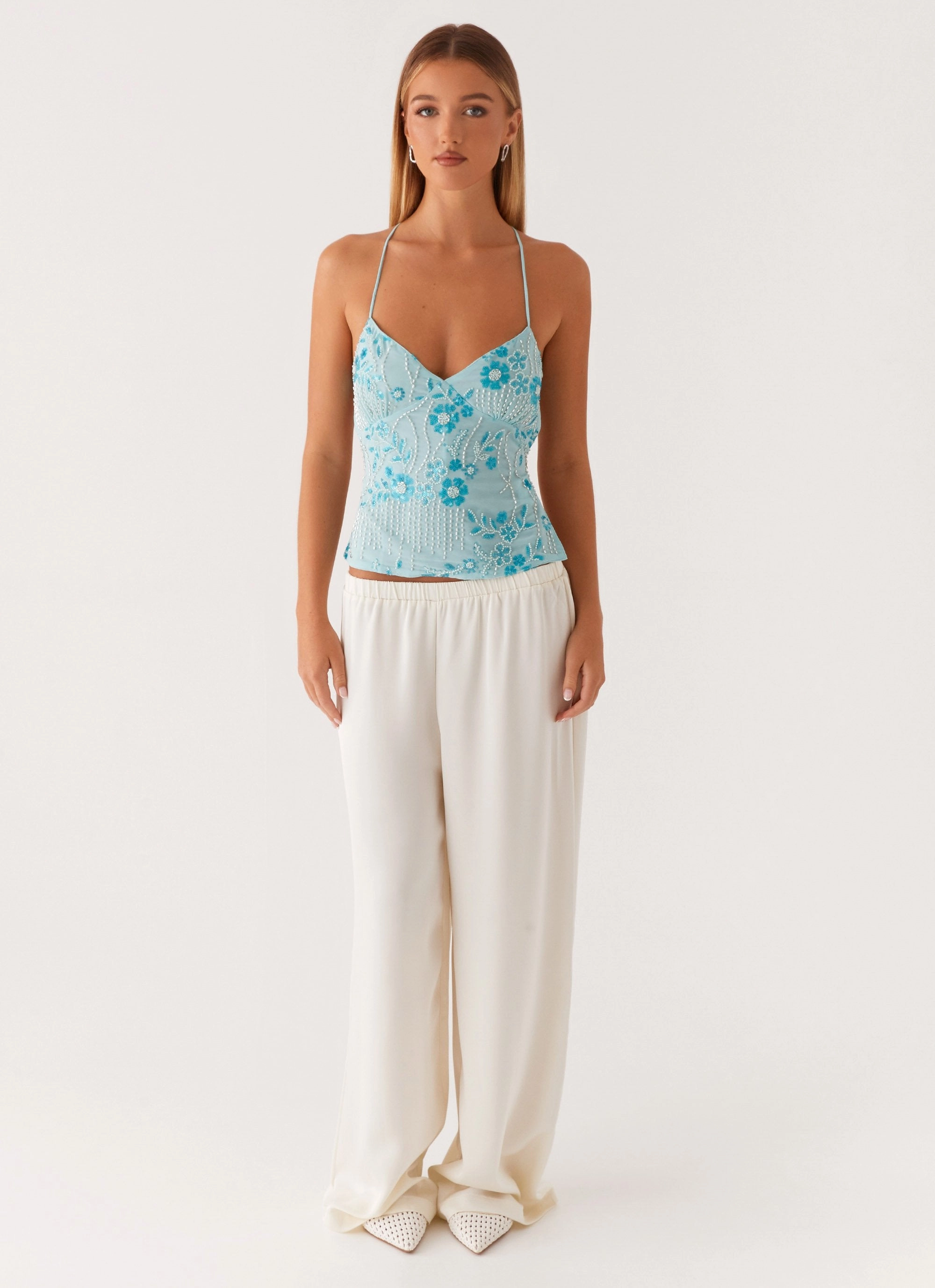 ZeroWaste Construction Everyday Comfort Fit Kamilla Sequin Cami Top - Blue