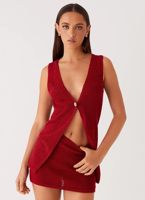 Active Comfort Capri Glow Knit Skirt - Maroon