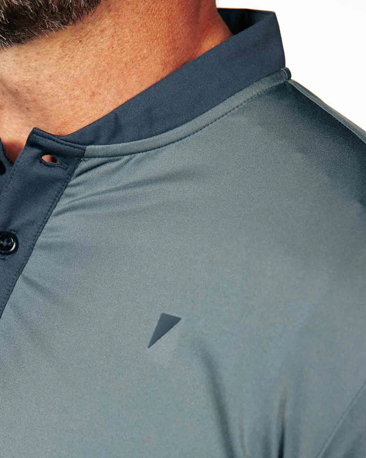 Two Tone Navy/Gray Blade Polo Flexible Knit Fabric