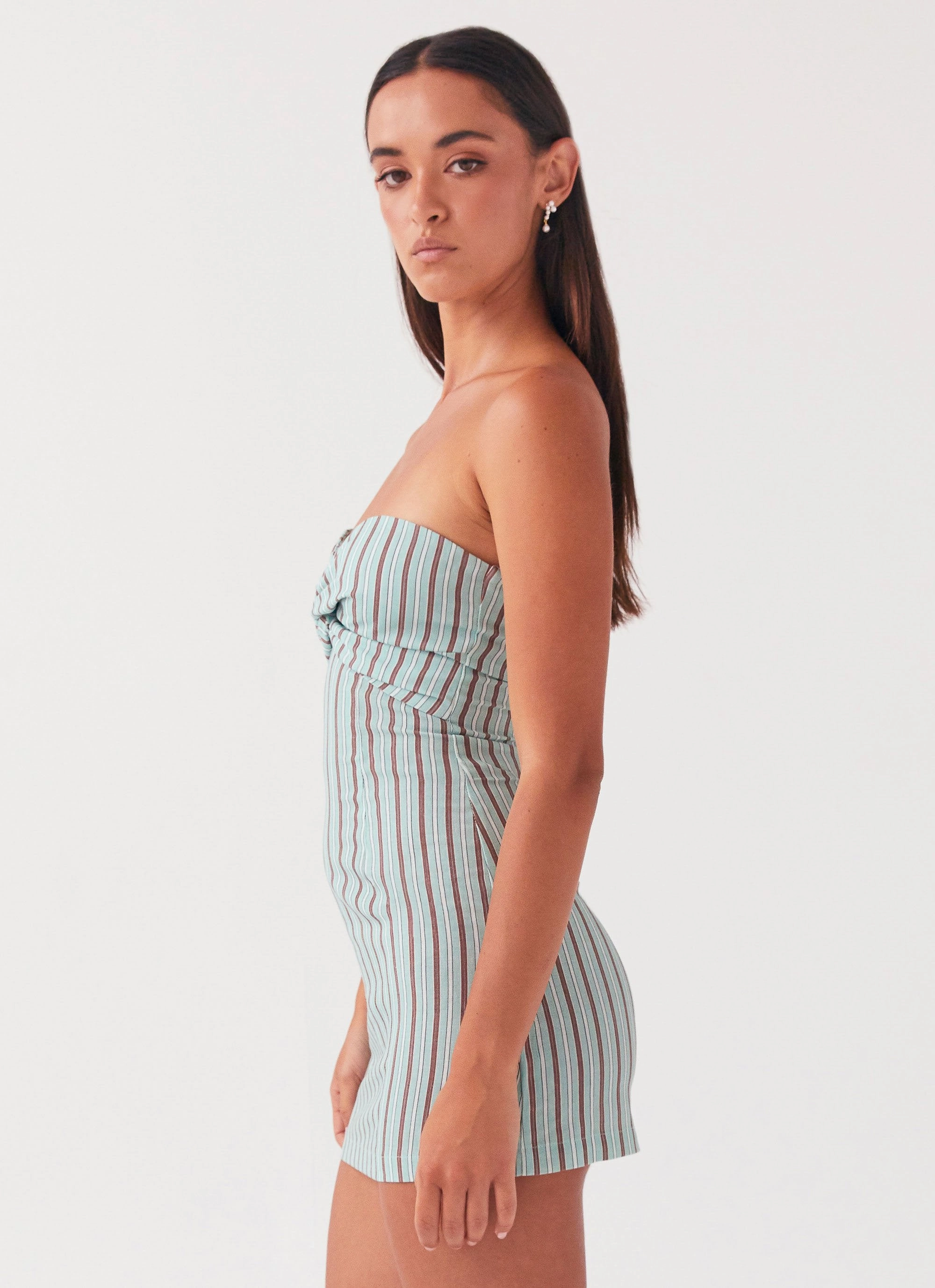 Noline Linen Mini Dress - Coastal Stripe urban vibe Brunch Glow