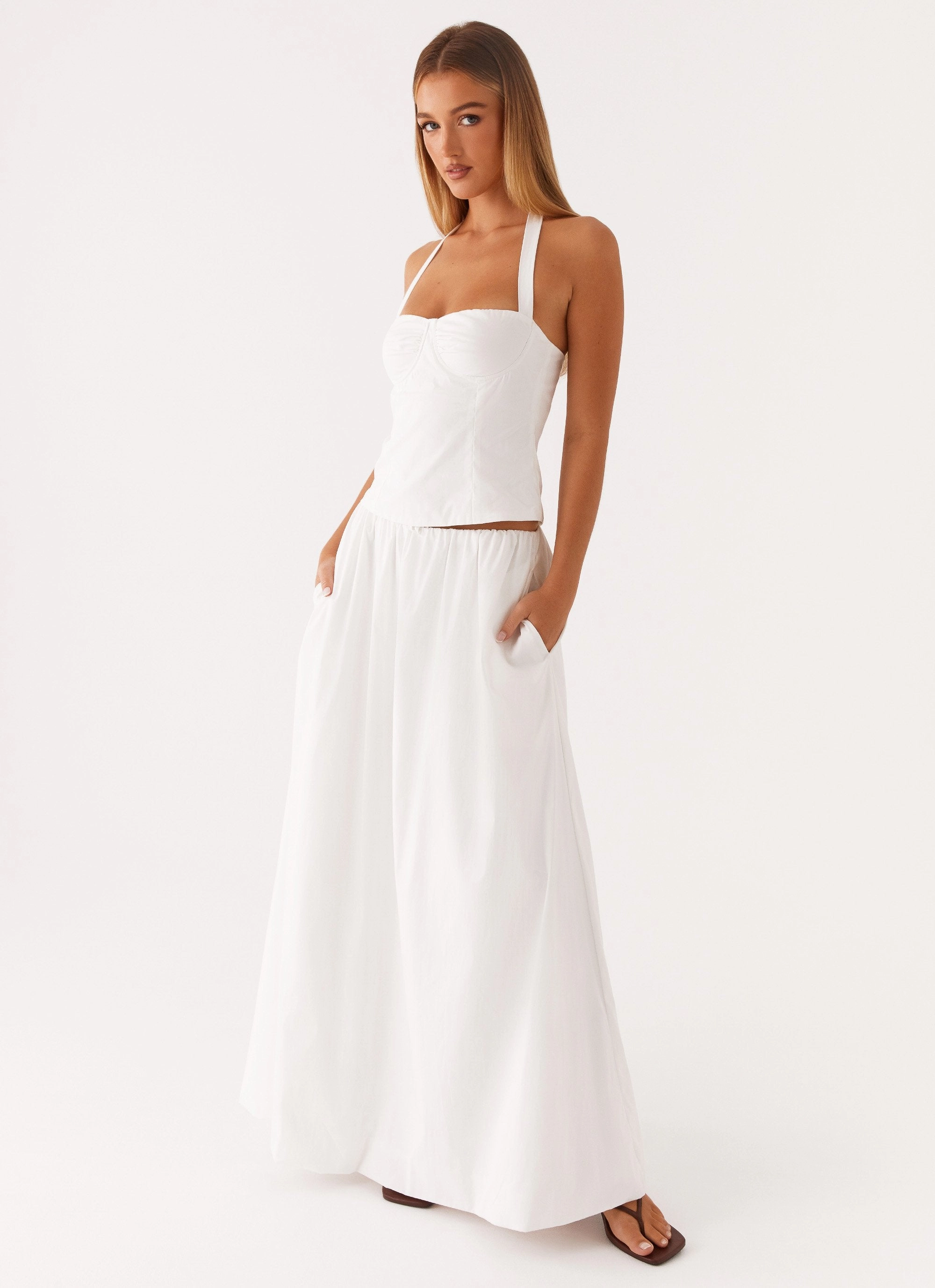 Cheryl Maxi Skirt - White Chilly Weather Wear Refined fit