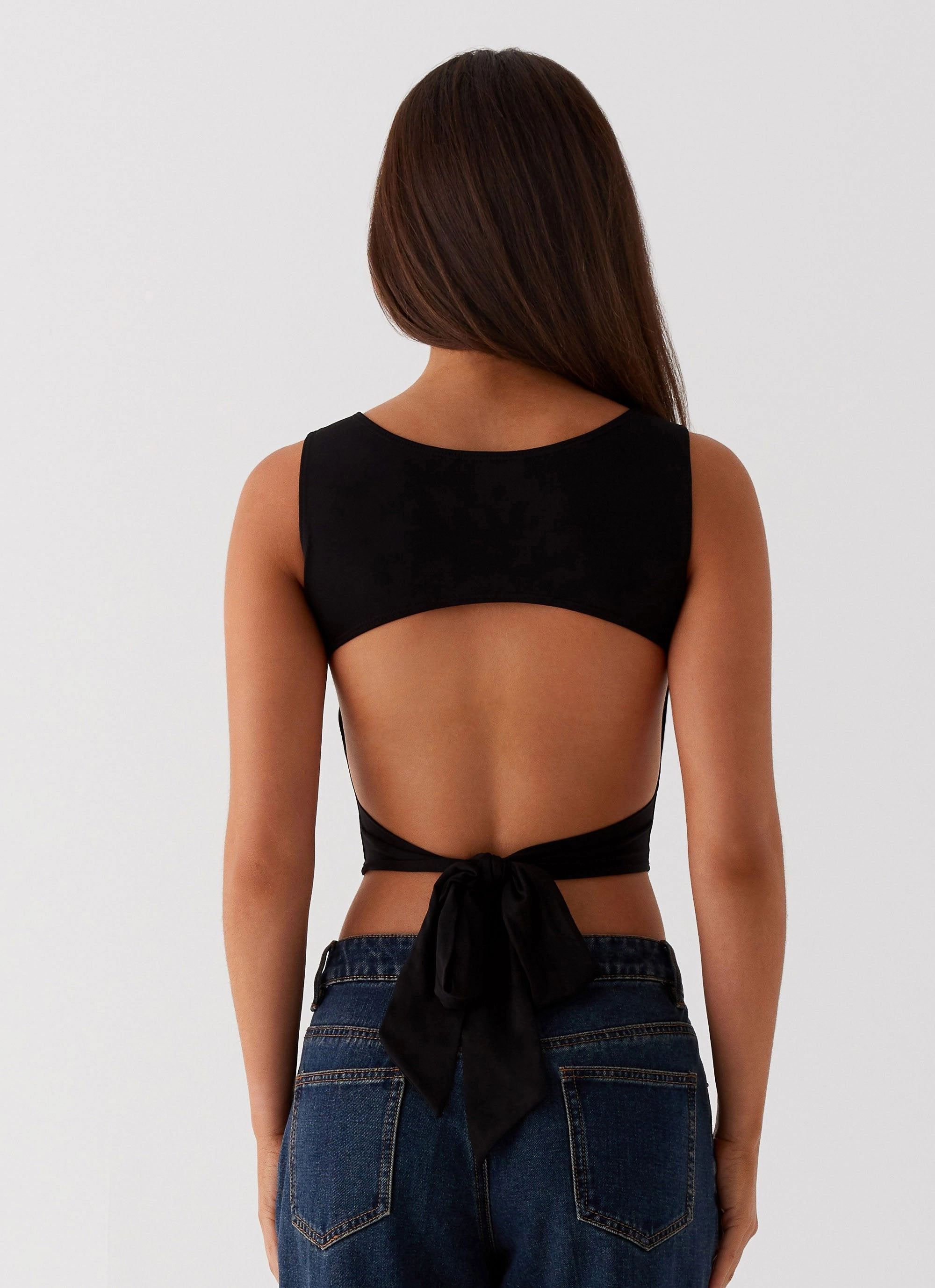 Saskie Crop Top - Black ReflectiveAccents Sun Protective Fabric