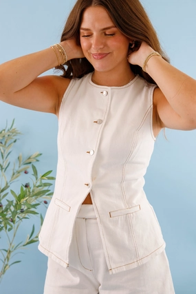 A Fair Trade Denim Vest OdorControl Technology Flex Fit Shoulder Construction