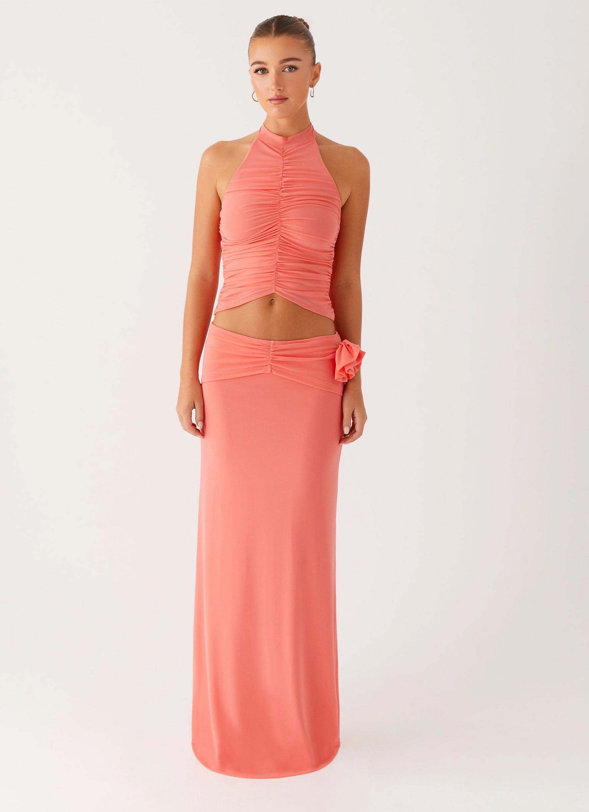 FlexibleWaistband Jayce Halter Top - Salmon