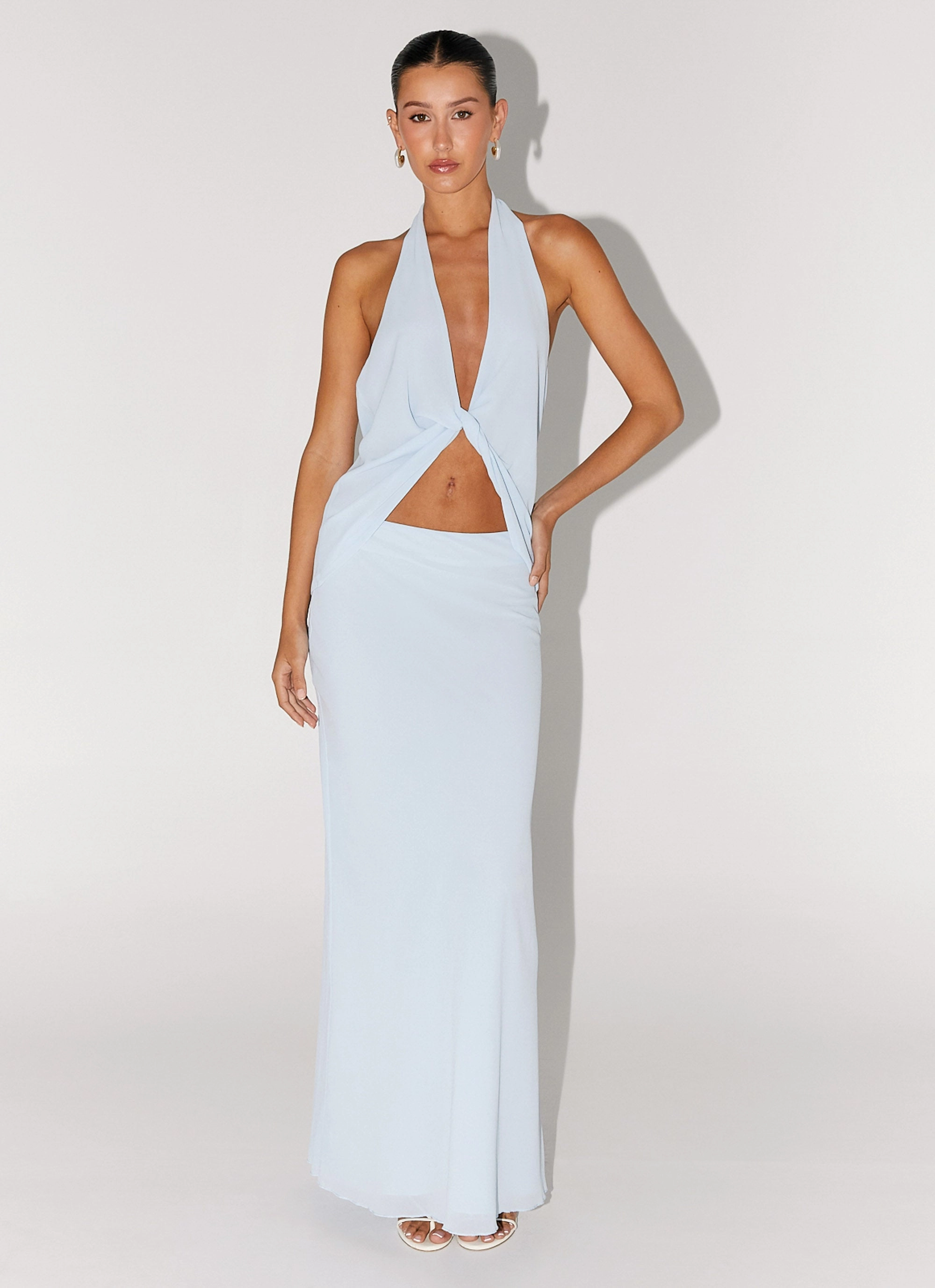 Sport Wear Fit Sporty Layer Michaella Chiffon Maxi Skirt - Blue